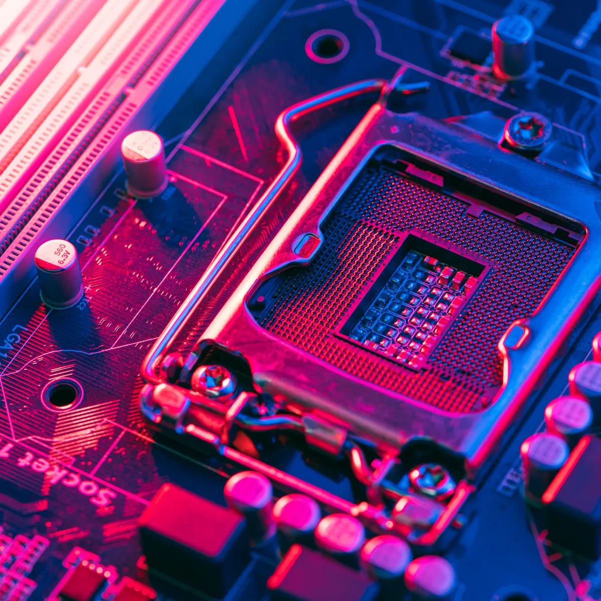 Motherboard showing ram slots