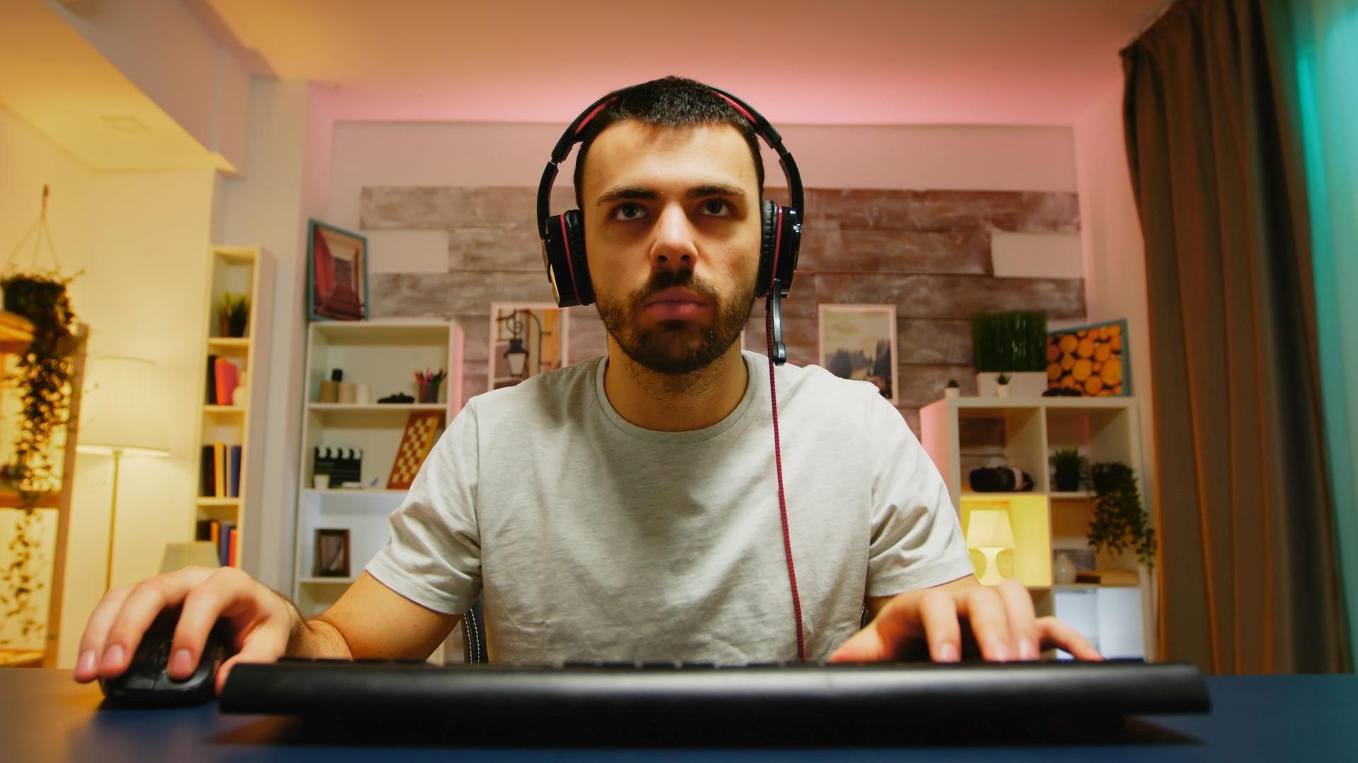 A person with a gaming headset